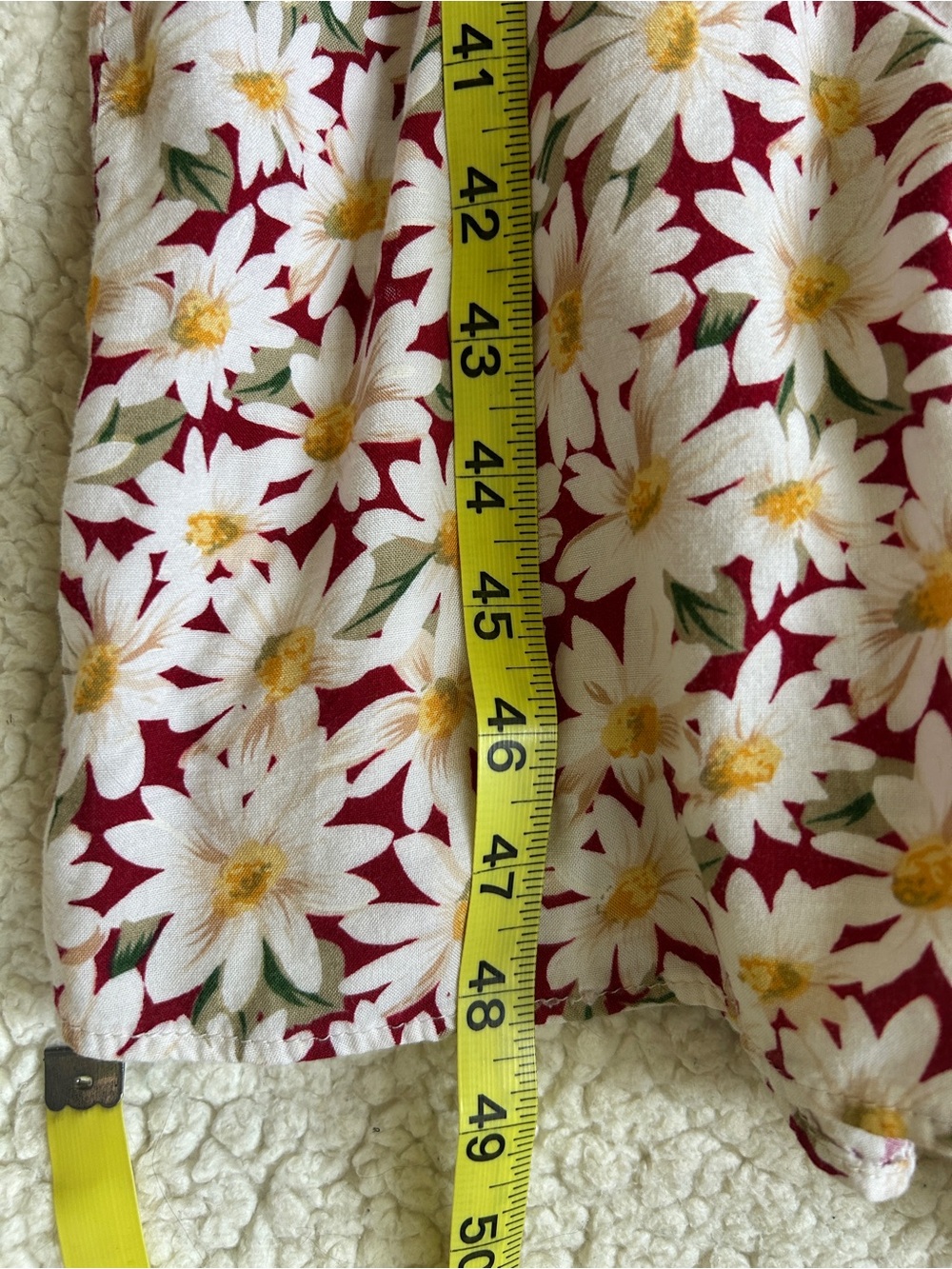 Vintage Floral Daisy Midi Dress in Cream Red and Yellow - Picture 9 of 9